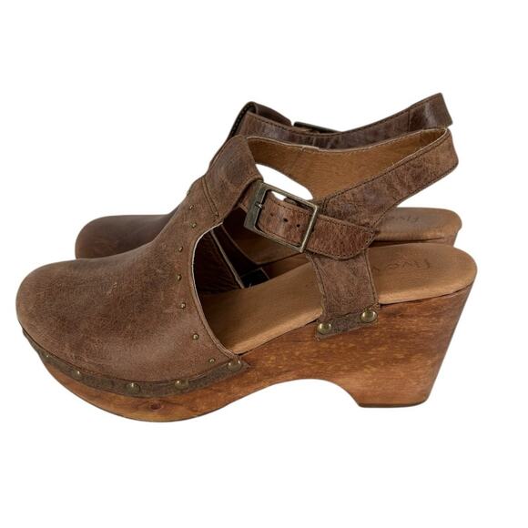 Sundance Five Worlds Leather Platform Clogs Womens Size 9 Womens T Strap Camel - Picture 4 of 13